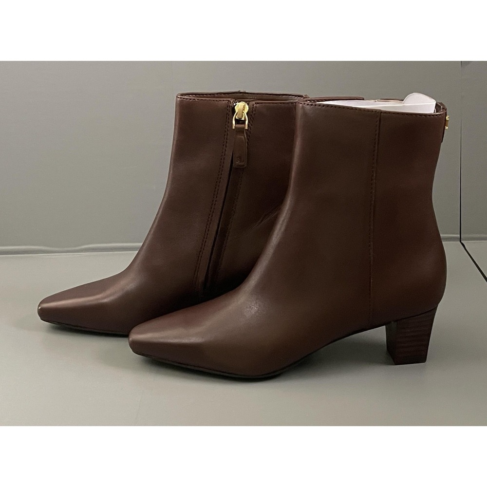 Lauren Ralph Lauren Boots Womens Size 5.5 Brown WILLA-BO-BTE Ankle Block Heel - Picture 4 of 9